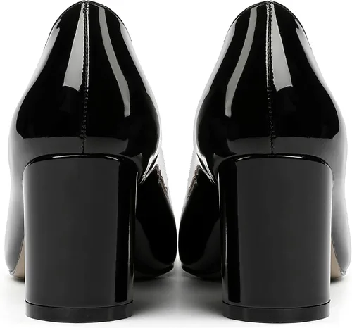 Vista 4 de MERRORI Zapatos de tacón medio para mujer, diseño de patente, con puntera cuadrada, de 2.5 pulgadas