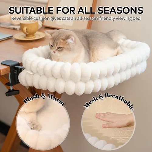 Vista 4 de CHEERPALS Cloud - Hamaca plegable para gatos de interior Blanco