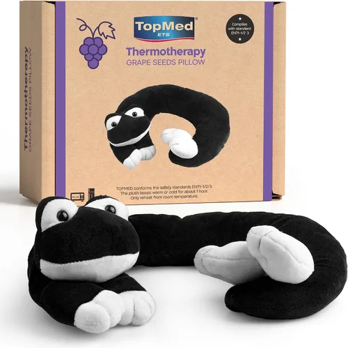 Vista 4 de Almohada de calentamiento y enfriamiento para el cuello, semillas de uva de termoterapia