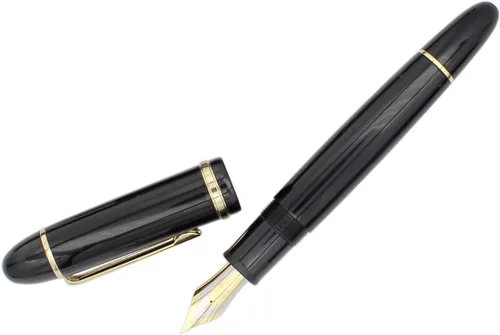 Vista 4 de Gullor Pluma estilográfica de punta fina X159, bolígrafo acrílico de gran tamaño con borde dorado, caja de regalo, color negro