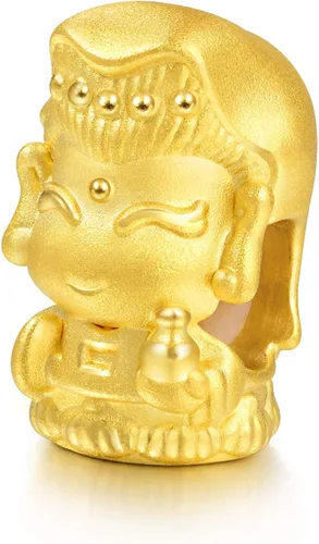 Vista 5 de Chow Sang Sang 88262C - Pulsera de oro sólido de 24 quilates con dije de bendición Guan Yin para mujer Metal