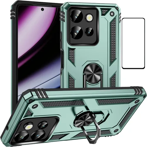 Vista 78 de Funda para Xiaomi POCO X3 NFC /X3 Pro con protector de pantalla, armadura de protección militar híbrida resistente a prueba de golpes, funda Negro