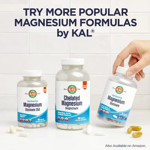 Vista 6 de KAL Cal-citrato +, citrato de calcio más vitamina D-3 y 500 mg de magnesio, soporte saludable para huesos y dientes, sin gluten y verificado