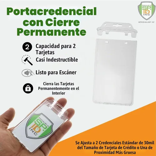 Vista 2 de Specialist ID - Funda de plástico duro para tarjeta de identificación, vertical, cierre permanente