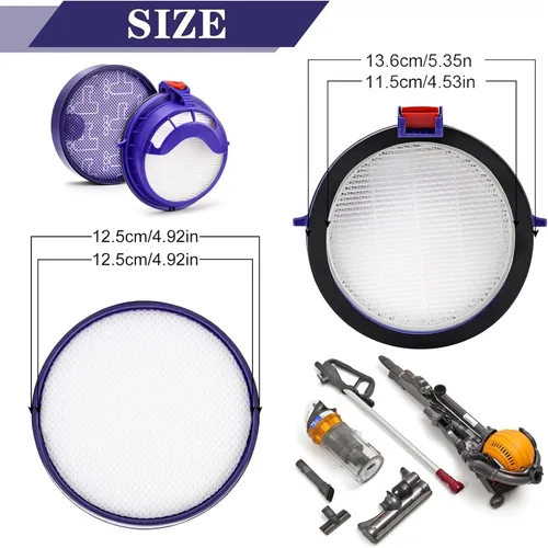 Vista 2 de Kit de filtro de repuesto para filtros de bola de vacío DC25, incluye filtros premotor lavables 919171-0 y filtros de motor de poste 916188-05