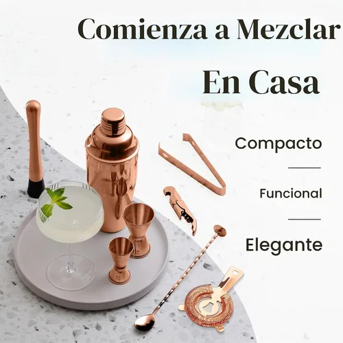 Vista 6 de Conjunto de accesorios para cócteles y bar con soporte de madera rústica