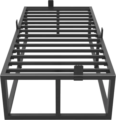 Vista 13 de Bilily Marco de cama individual de 14 pulgadas con soporte de listones de acero resistente, plataforma de metal resistente para colchón