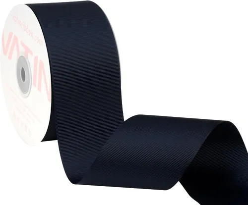 Vista 123 de VATIN Cinta de Grogrén Negra, 1-1/2" x 50 Yardas Continuas, Cinta de Grogrén de Poliéster Negra, Usar para Lazos de Bricolaje, Accesorios