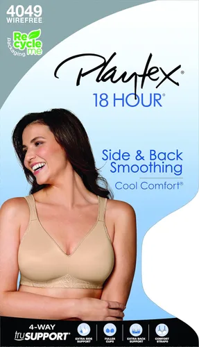 Vista 10 de Playtex womens 18 Hour Side & Back Smoothing Wireless Bra, Cool Comfort Wire-Free Bra, Single Or 2-Pack