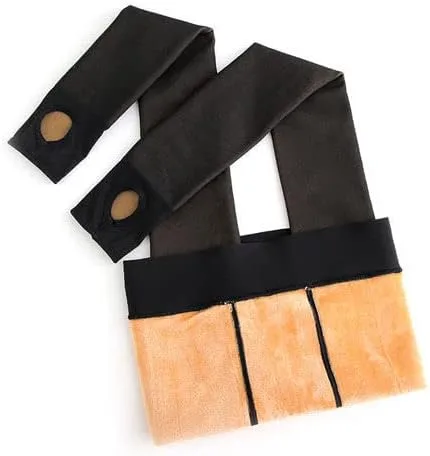 Vista 7 de CYee Medias con forro polar para mujer, de talla grande, cálidas, falsas, translúcidas, térmicas, de cintura alta, medias transparentes