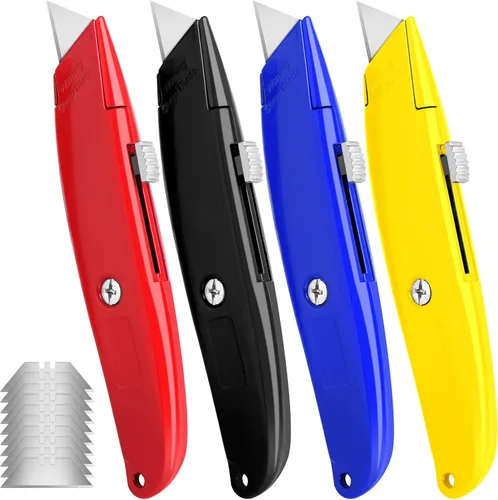 Vista 13 de DIYSELF Paquete de 2 cuchillos utilitarios, cortador retráctil, resistente (naranja)