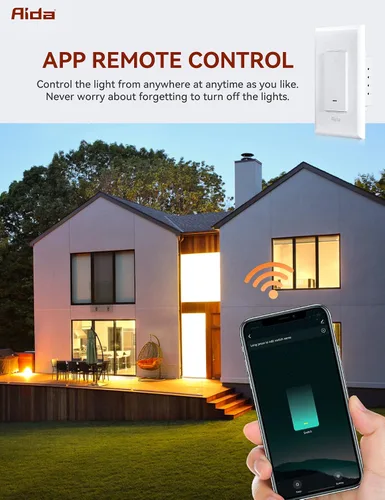 Vista 3 de AIDA Interruptor de luz inteligente, interruptor inteligente WiFi de 3 vías, compatible con Alexa y Google Home, requiere cable neutro, interruptor