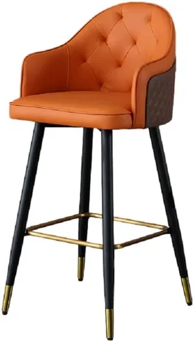 Vista 8 de Silla de bar, taburete de bar Glam con respaldo bajo, taburete tapizado para mostrador para Bristol (beige, taburete de 1 mostrador