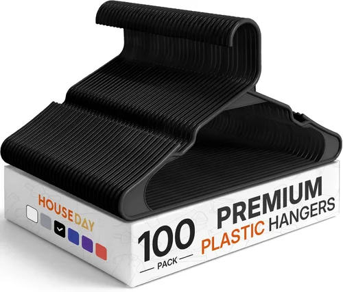 Vista 21 de HOUSE DAY Perchas de Plástico Premium Paquete de 10, Perchas para Ropa que Ahorran Espacio, Colgador Resistente para Abrigos - Organizadores