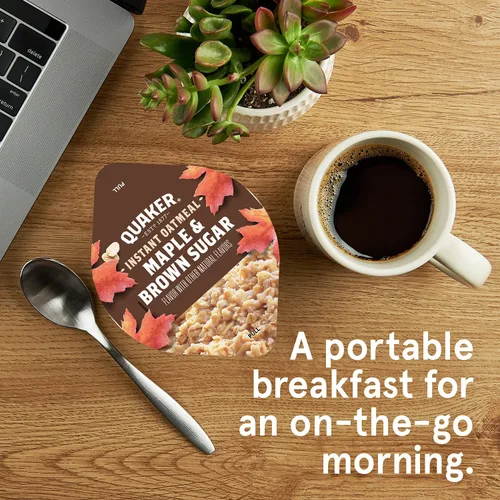 Vista 5 de Quaker Tazas de Avena Instantánea Express, 10g de Proteína, Paquete Variado de 2 Sabores, (Paquete de 12)