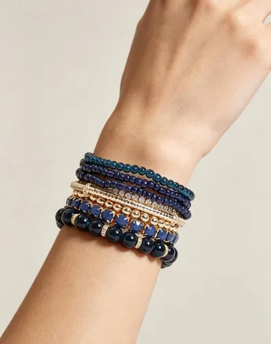 Vista 2 de Pingyongchang - Juego de pulseras apilables de múltiples capas estilo bohemio con cuentas de cristal para mujer, hechas a mano, con cuentas doradas