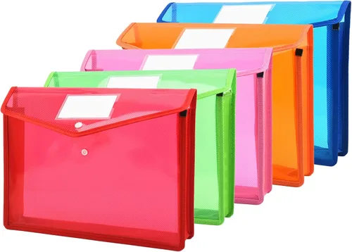 Vista 11 de Carpeta organizadora de documentos expandible con botón a presión, bolsa transparente impermeable para documentos, expansión de 2.8 pulgadas
