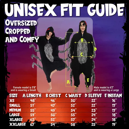 Vista 4 de Funziez! Spider Adult Onesie - Tarantula Halloween Costume - Plush One Piece Cosplay Suit for Adults, Women and Men