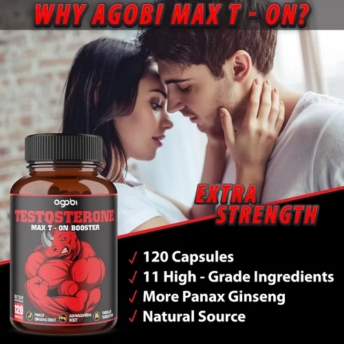 Vista 5 de Refuerzo de testosterona Agobi MaxT-On 11 en 1 para hombres, equivalente a 14000 mg de alta potencia, resistencia, conducción y fuerza, 120 cápsulas