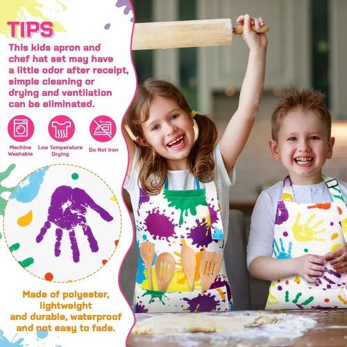 Vista 3 de R HORSE Juego de delantales para niños, paquete de 2 delantales ajustables para pintura artística, juegos de rol, juguetes de chef, divertido regalo