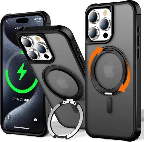 Vista 84 de UMIONE - Funda con diseño de anillo magnético giratorio de 360° para iPhone 11, soporte de bucle invisible integrado, compatible con Magsafe, funda