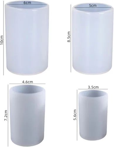 Vista 4 de Paquete de 4 moldes redondos de silicona para velas y chocolate, cilindro 3D y molde hecho a mano para velas y jabón