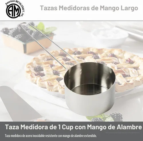 Vista 2 de American Metalcraft MCL10 Taza medidora de acero inoxidable, 1 taza