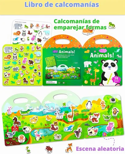Vista 2 de Benresive - Libros de calcomanías reutilizables para niños de 2-4, libros de calcomanías para niños pequeños 1-3 y 2-4, juguetes de viaje Animal