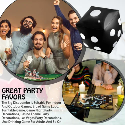 Vista 4 de Paquete de 3 dados inflables grandes jumbo gigantes para interiores y exteriores, juego de mesa Ludo, artículo para fiestas en la piscina