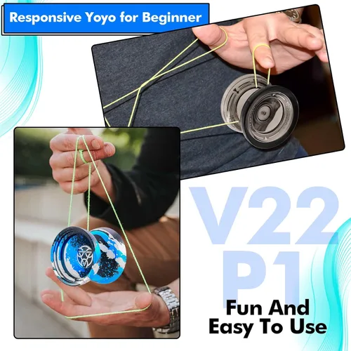 Vista 3 de YOYOSTUDIO Yoyo Profesional para Niños/Adultos, Paquete de 2 Yoyos, Yoyo Sensible V22 & P1, Yoyo de Doble Propósito para Principiante/Avanzado, 10