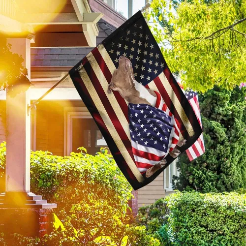 Vista 2 de FLAGWIX Bandera estadounidense de Pitbull American Patriot (29.5 x 39.5 pulgadas), banderas de Estados Unidos de poliéster de alta calidad