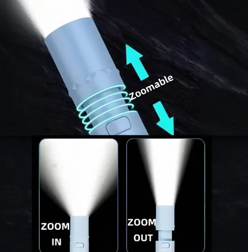 Vista 4 de Paquete de 5 mini linternas LED pequeñas, luces de flash recargables USB C, linternas ultraligeras con zoom para el hogar, emergencia, camping