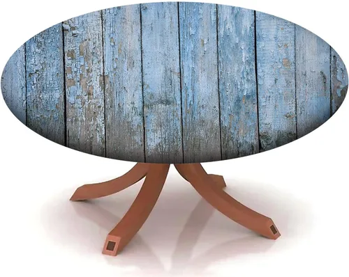 Vista 28 de Mantel redondo ajustable con patrón marítimo, borde elástico, adecuado para catering y cocina, se puede limpiar con el mantel de mesa redonda