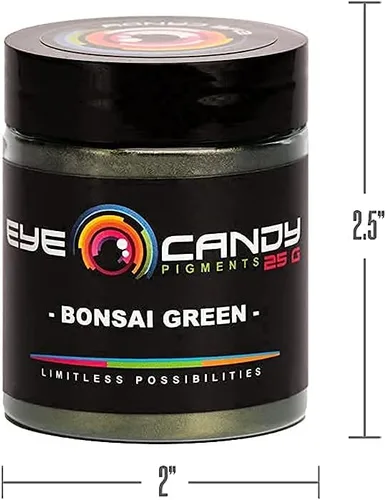 Vista 6 de Pigmentos Eye Candy Pigments Premium Green Mica Powder – Bonsai Green (0.88 oz) – para epoxi, resina, jabón, pintura, carpintería, vertido acrílico