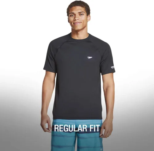 Vista 5 de Speedo - Camiseta UV de natación para hombre, manga corta, ajuste regular, lisa