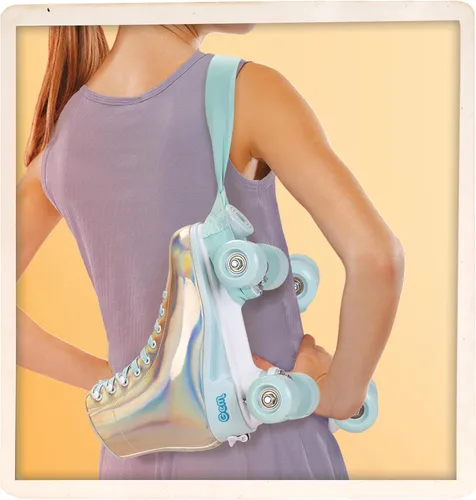 Vista 3 de GEM Patines cuádruples, color azul holográfico, talla 7-10