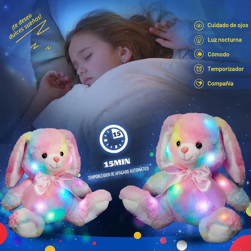 Vista 6 de Glow Guards Conejito de Pascua de 11 pulgadas con luz de arcoíris, suave