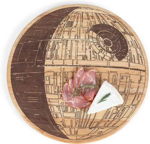 Vista 5 de PICNIC TIME Star Wars Death Star - Tabla de servir de 16 pulgadas, tabla de queso de madera, tabla de charcutería, tabla de cortar (Parawood)