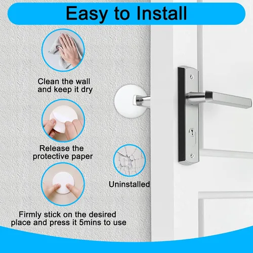 Vista 3 de 24 protectores de pared para tope de puerta de 1.57 pulgadas, protector de pared para pomos de puerta, autoadhesivo, protectores de pared de goma
