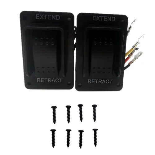 Vista 7 de 2 interruptores estabilizadores de potencia RV 387874, repuesto para componentes de remolque Lippert 12V Extender Retract para gatos estabilizadores