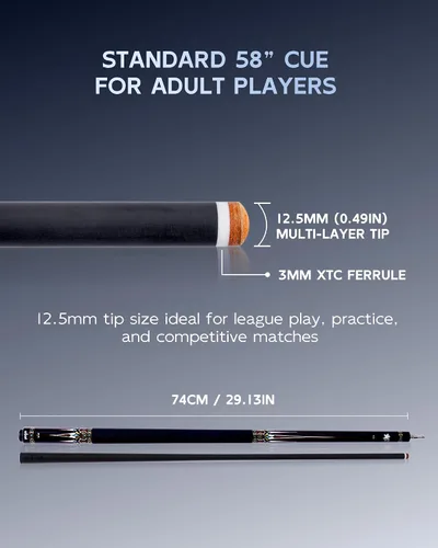Vista 5 de CRICAL CXD Series Carbon Fiber Pool Cue, Low Deflection