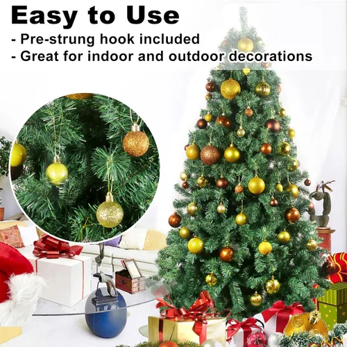 Vista 5 de Esferas pequeñas de Navidad de bronce y dorado de 1.6 pulgadas, adornos para decoración de árbol de Navidad, bolas colgantes inastillables