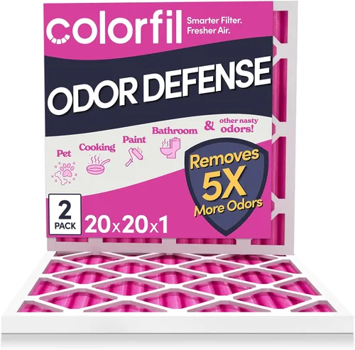 Vista 28 de Colorfil - Filtro de aire de 12 x 12 x 1 pulgadas, filtros que cambian de color para olores de gatos y perros, filtro de aire acondicionado MERV 8
