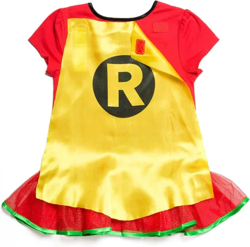 Vista 7 de DC Comics Robin - Camiseta de cosplay para niñas, leggings y capa de 3 piezas para niños pequeños a grandes