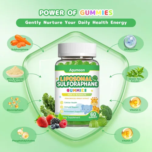 Vista 4 de Gomitas liposomales de sulforafano con vitamina C, E glutatión 120