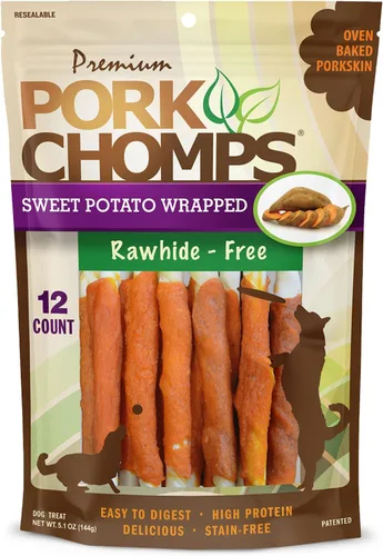 Vista 8 de Pork Chomps Masticables para perros de piel de cerdo al horno, 5 en mini giros, Pepperoni, 30 unidades Horneado con piel de cerdo real: un