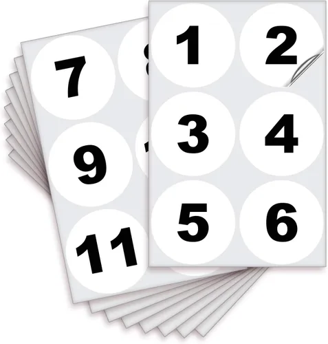 Vista 23 de iSYFIX Calcomanías negras de números consecutivos – 1 a 50, 1 pulgada, 1 juego – Vinilo autoadhesivo de alta calidad ideal para inventario