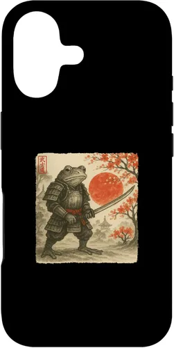Vista 32 de Frog Samurai Japanese Warrior Costume Sumi-e Art Funny Case for iPhone 16