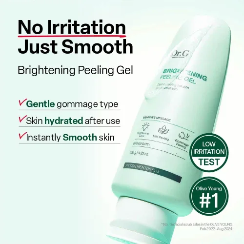 Vista 2 de Dr. G Gel Exfoliante Iluminador, cuidado de la piel coreano para una piel radiante, exfoliante facial Aqua Gommage, ácido hialurónico, ceramidas