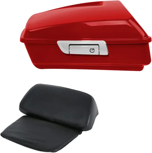 Vista 11 de Respaldo de Maletero de Equipaje King Tour Negro Brillante con Placa de Rack de Montaje Compatible con Harley Modelos Touring 2014-2025 Road Glide